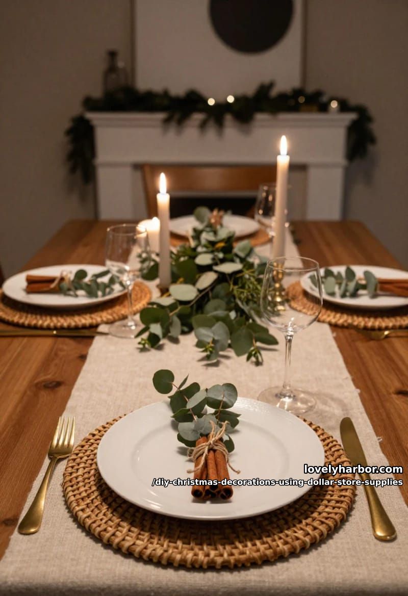 12 DIY Christmas Decorations Using Dollar Store Supplies That Don't Read Cheap 15 the dollar store designer-dupe tablescape 1