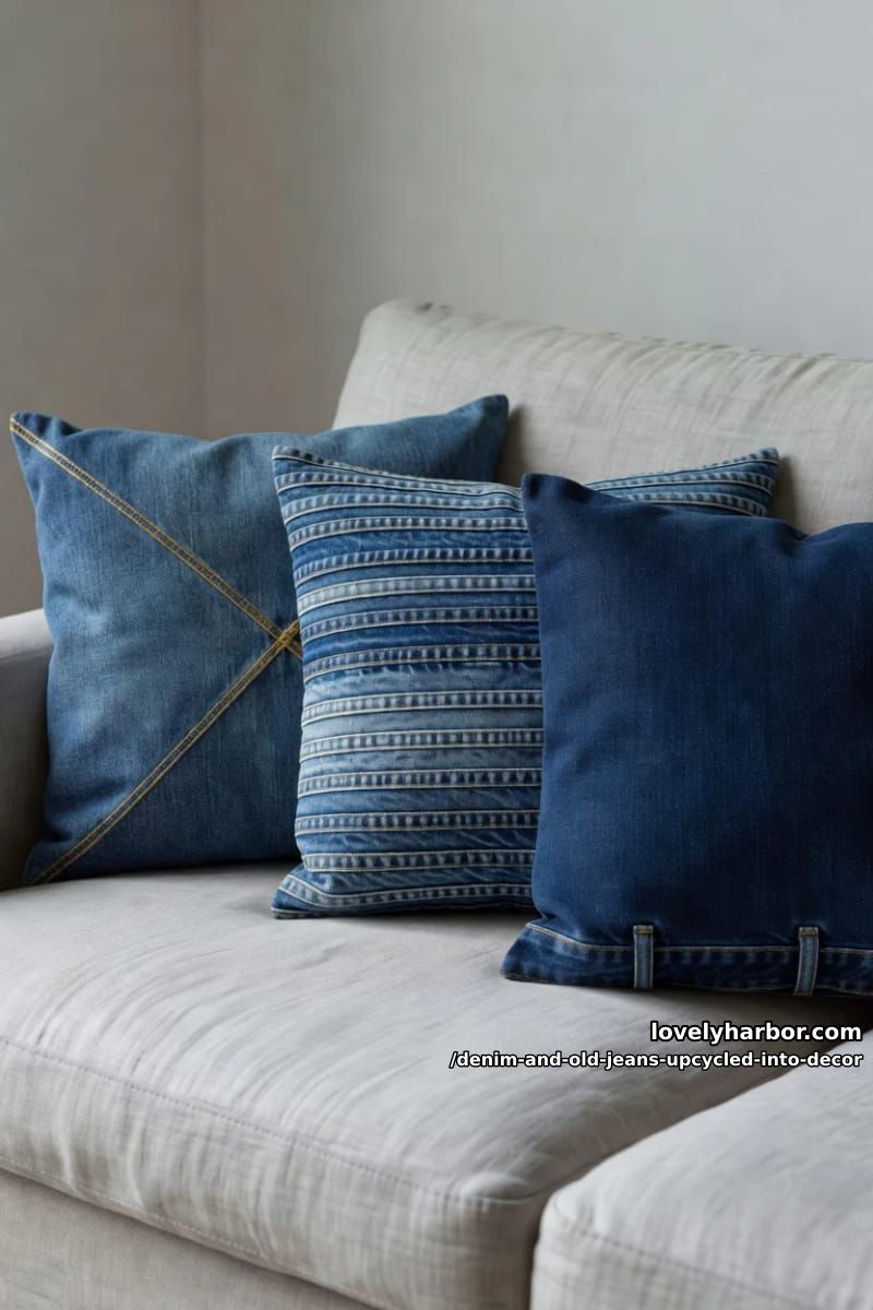 throw pillows that wear their topstitch and felled seams as the pattern 1