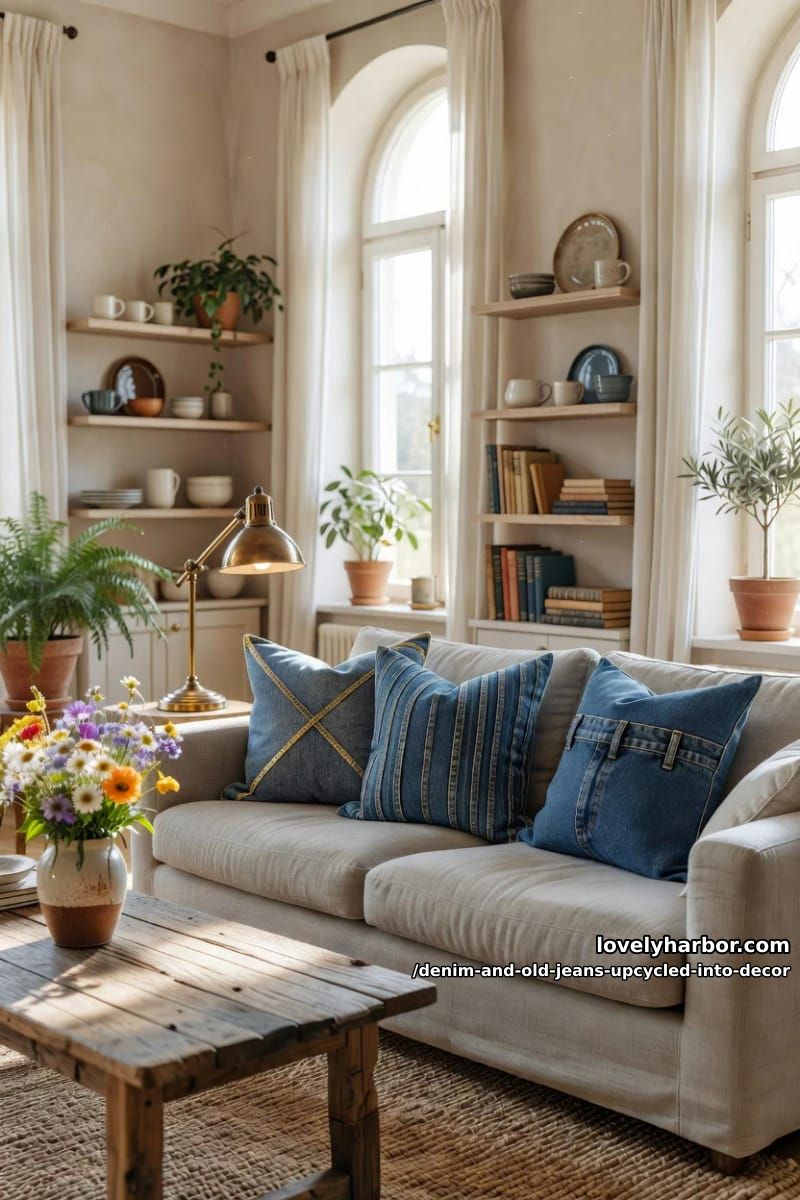 throw pillows that wear their topstitch and felled seams as the pattern 1