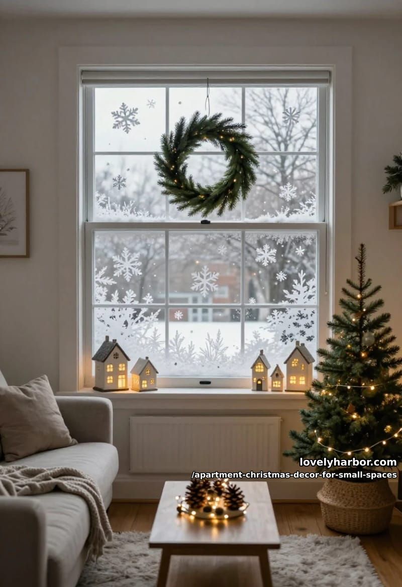 Apartment Christmas Decor for Small Spaces: 11 Renter-Friendly Ideas That Won't Cost You Your Deposit 23 use removable window film and decals, not anything permanent 22