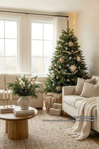 warm white, oatmeal, and real greenery 8