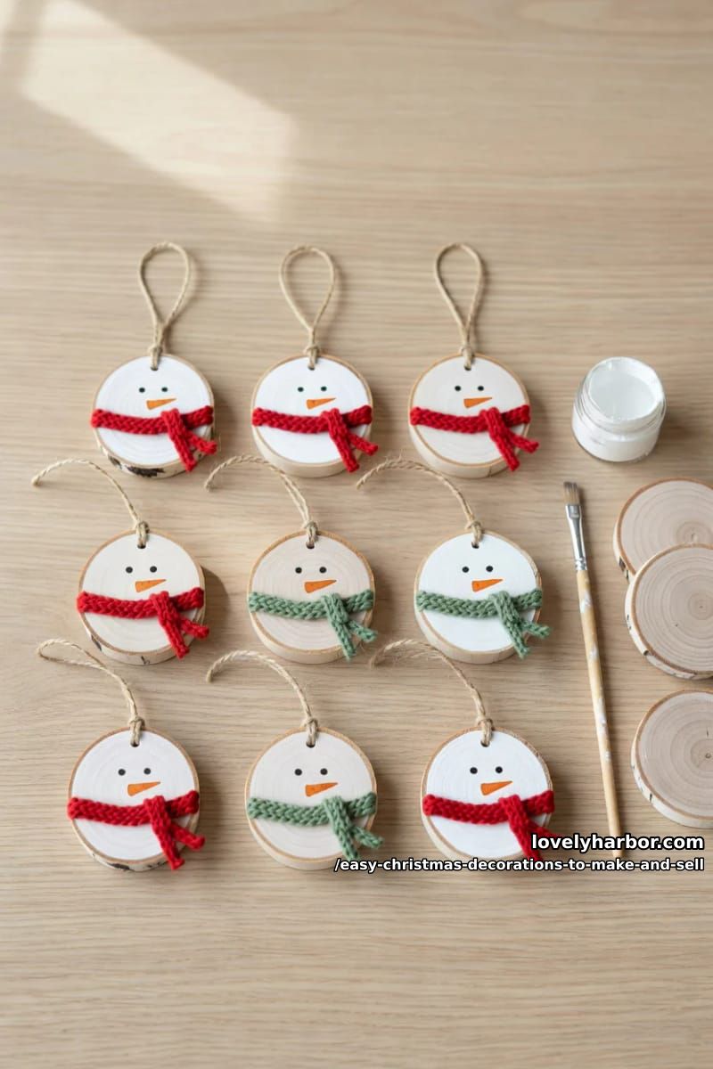 wood slice snowman ornaments (the reliable craft-fair bestseller) 1