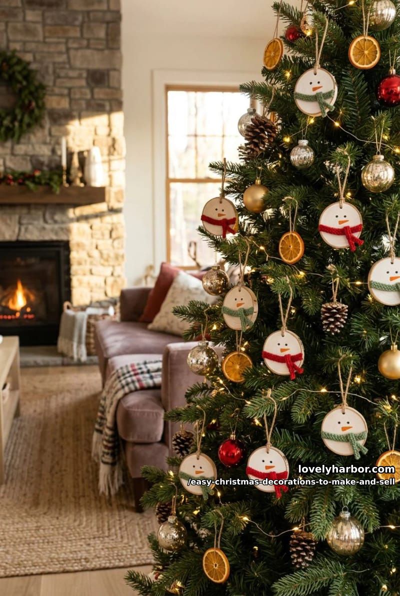 wood slice snowman ornaments (the reliable craft-fair bestseller) 1