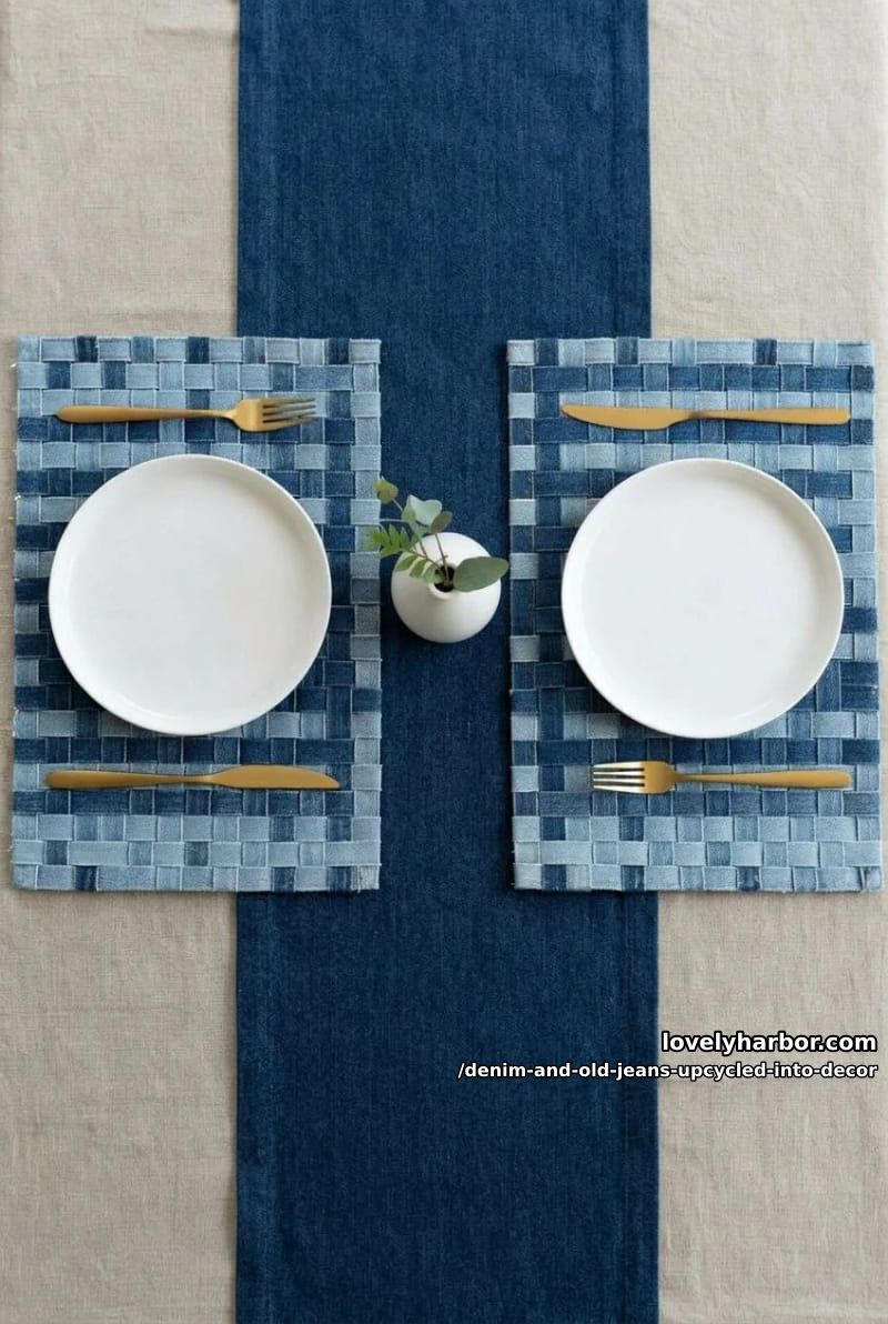 woven placemats and a selvedge table runner 1