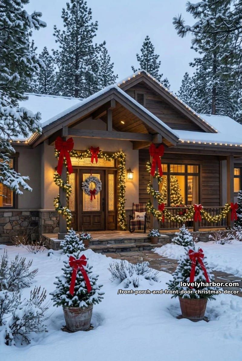 Front Porch and Front Door Christmas Decor: 11 Ideas That Read in Daylight, Not Just at Night 32 wrap the columns and railings so the architecture itself does the decorating 31