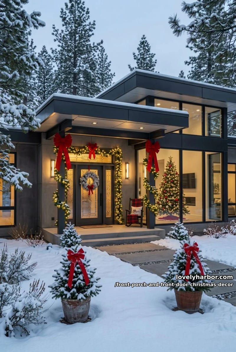 Front Porch and Front Door Christmas Decor: 11 Ideas That Read in Daylight, Not Just at Night 34 wrap the columns and railings so the architecture itself does the decorating 33
