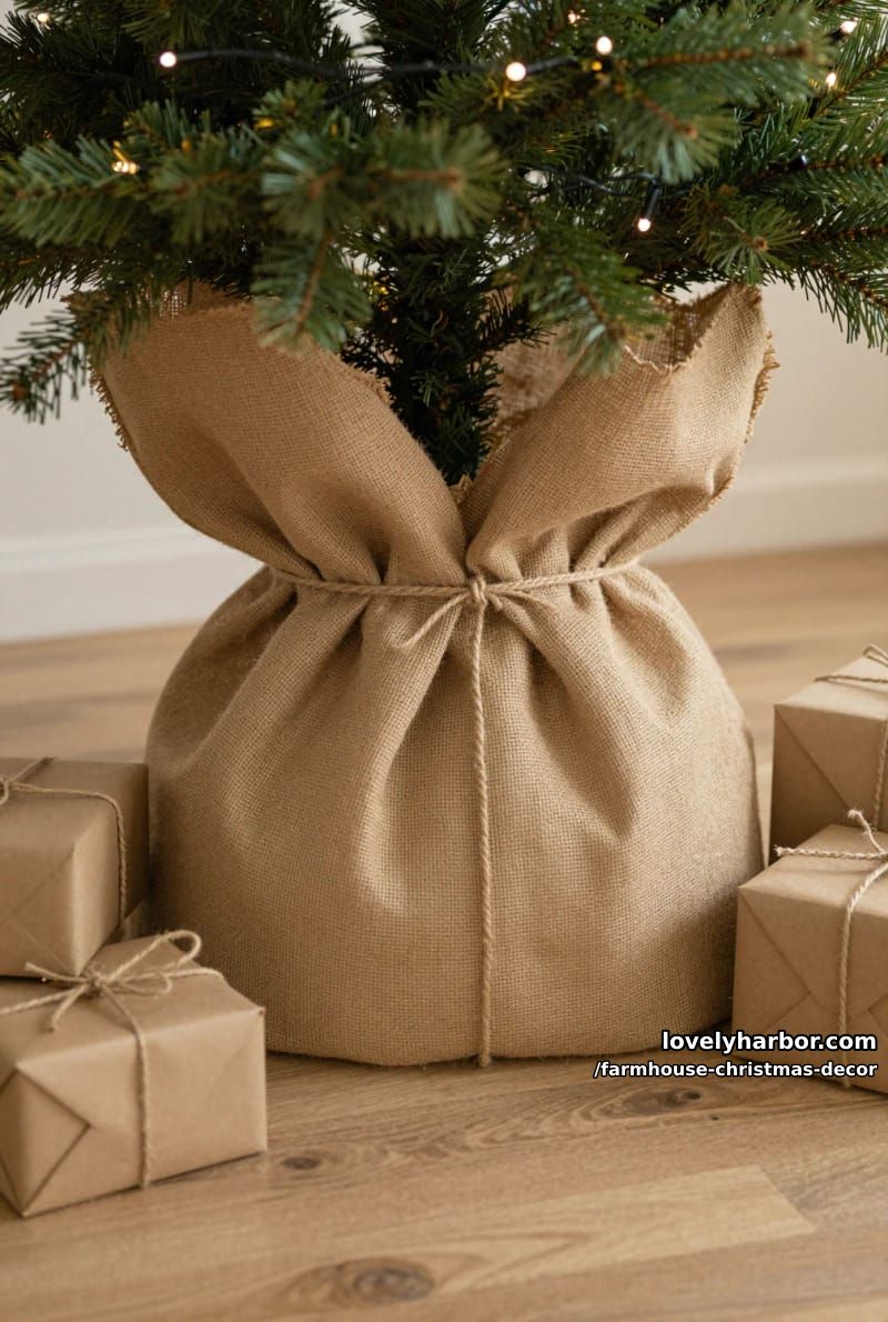 wrap the tree base in burlap and skip the skirt 1