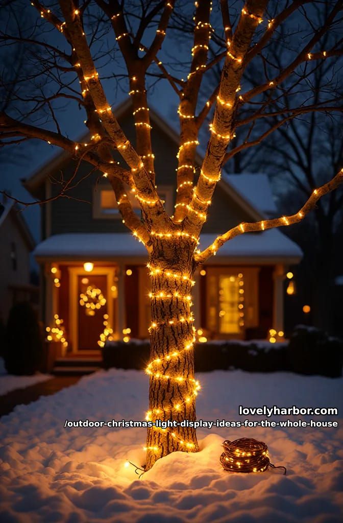 wrap the trunks and bare branches of every front tree 1