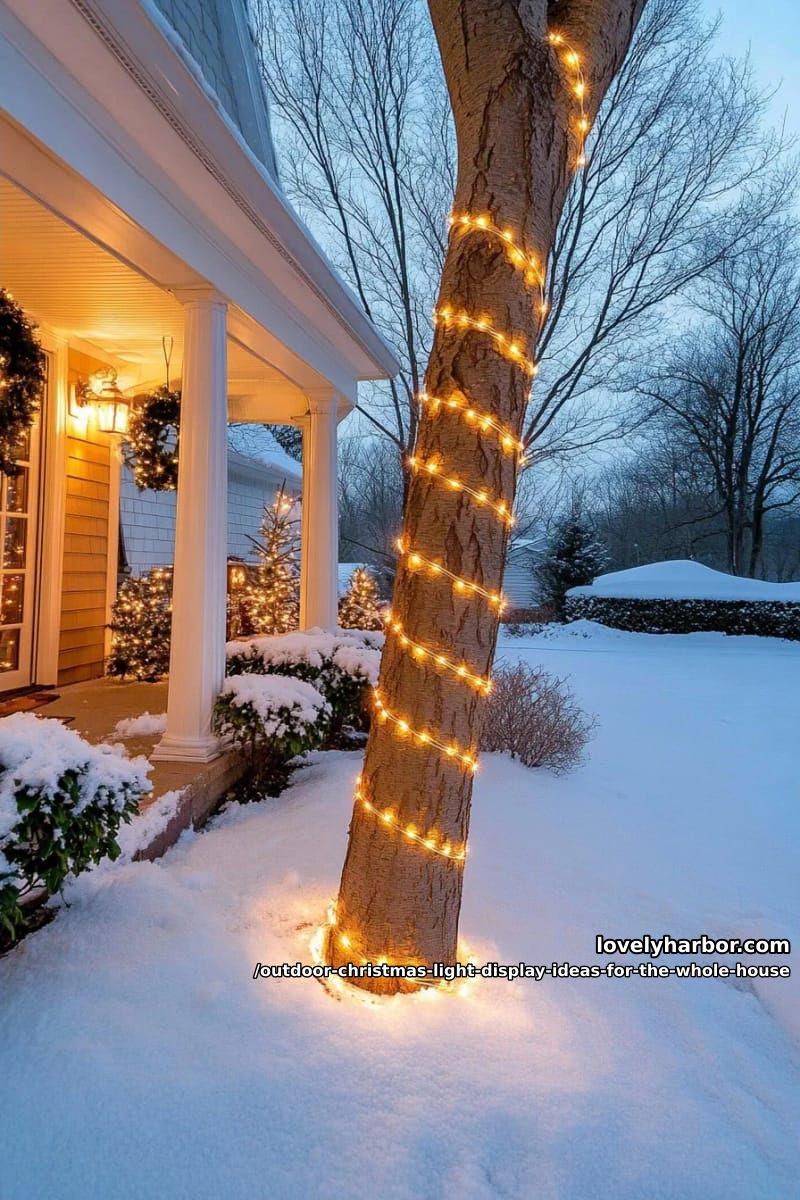 wrap the trunks and bare branches of every front tree 1