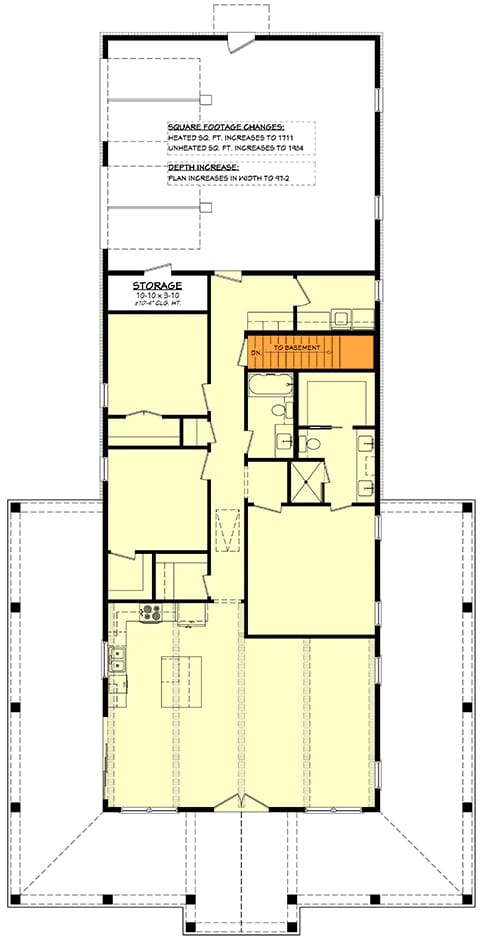 3 bed barndominium house plan with wrap around porch 1