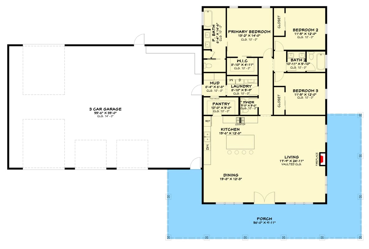 3 bedroom modern barndominium house plan with rv garage 1
