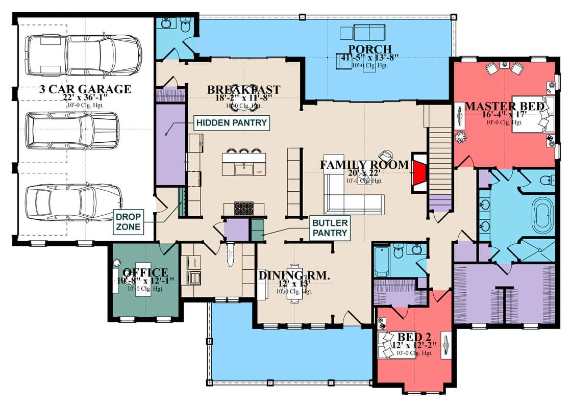 5-Bedroom New American House Plan with a 3-Car Side-Entry Garage (4,125 Sq. Ft. Floor Plan) 2 5 bedroom american house plan with 3 car garage 1