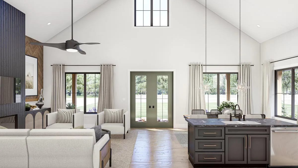 a 22-foot ceiling and a clerestory over the front doors 1