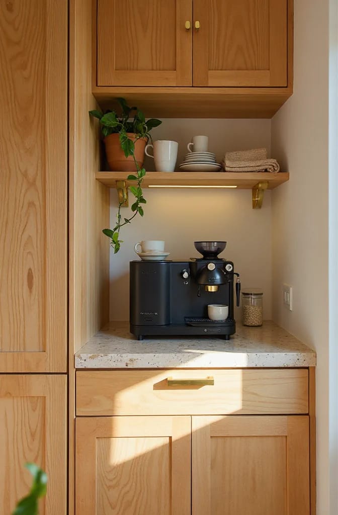 Cozy Kitchen Ideas That Actually Make You Want to Linger 6 a built-in coffee corner turns a cozy kitchen into somewhere you linger 1