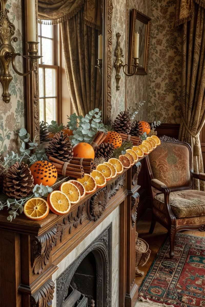 Vintage and Victorian Christmas Decorating: 11 Ideas for a Faded, Heirloom Holiday 17 a dried orange and clove garland adds a sepia, scented layer 1