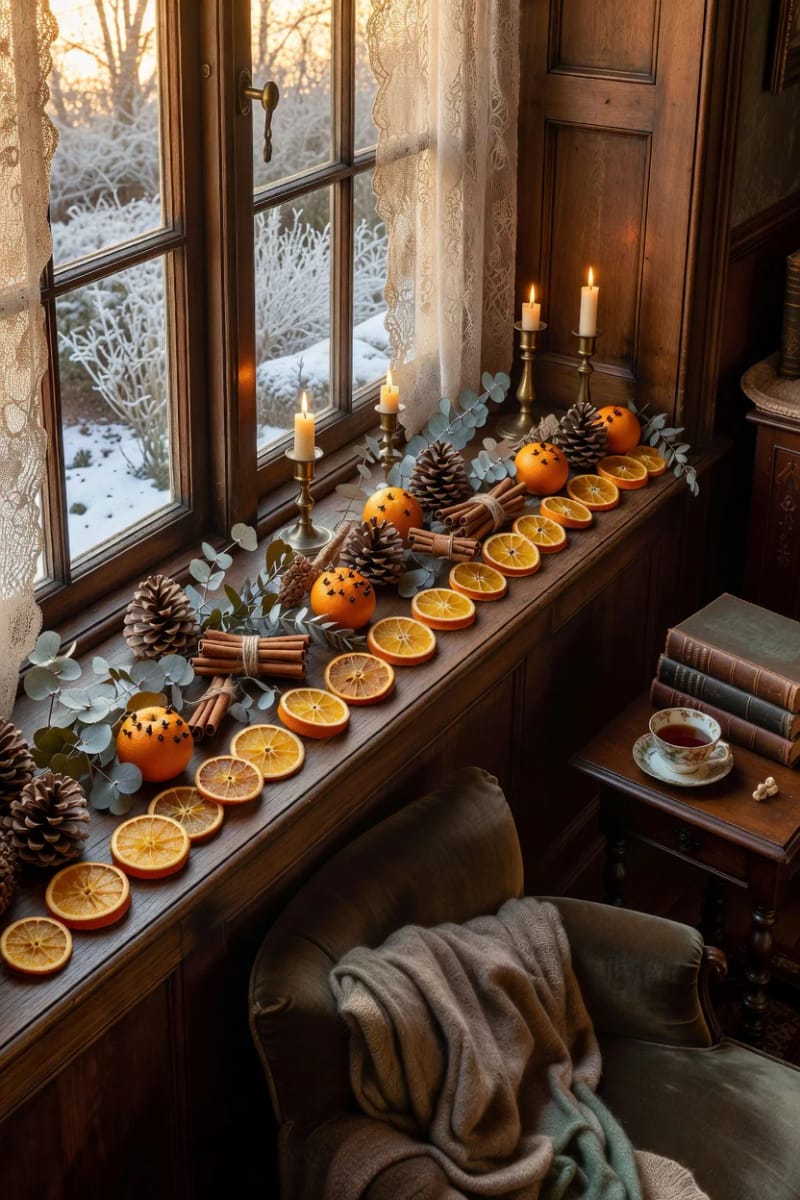Vintage and Victorian Christmas Decorating: 11 Ideas for a Faded, Heirloom Holiday 18 a dried orange and clove garland adds a sepia, scented layer 1