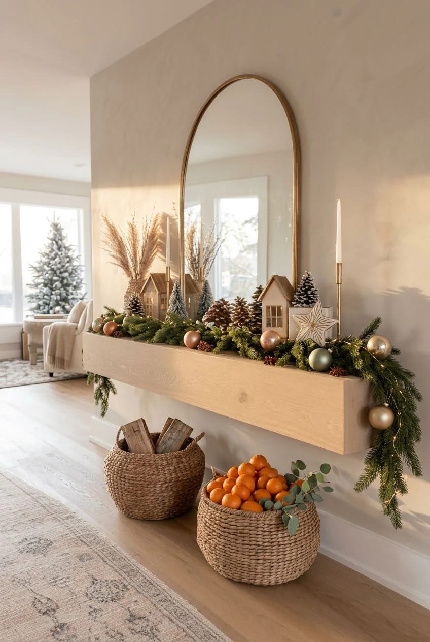 Christmas Decor Ideas Without a Fireplace: Where to Put the Focal Point Instead 9 a floating shelf beats a fake fireplace surround 1