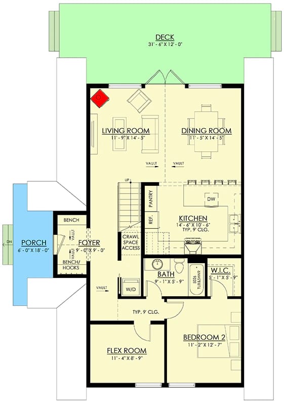 a-frame cabin house plan with a loft and vaulted ceilings 1