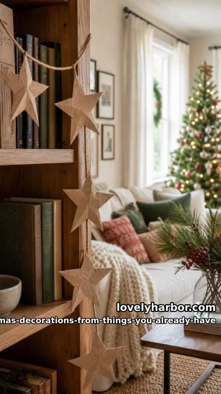 a garland of paper stars from a grocery bag 1