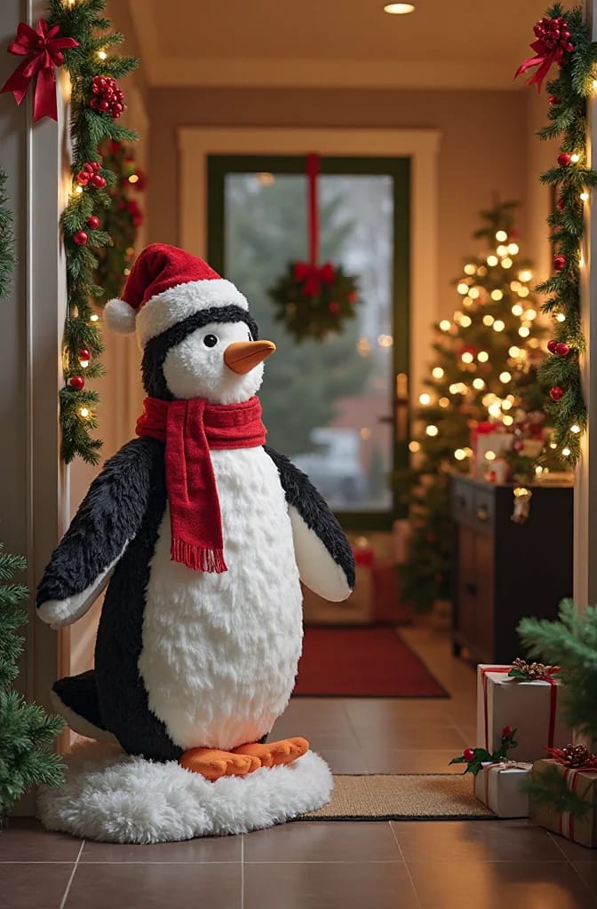 a penguin door greeter to meet people at the entry 1