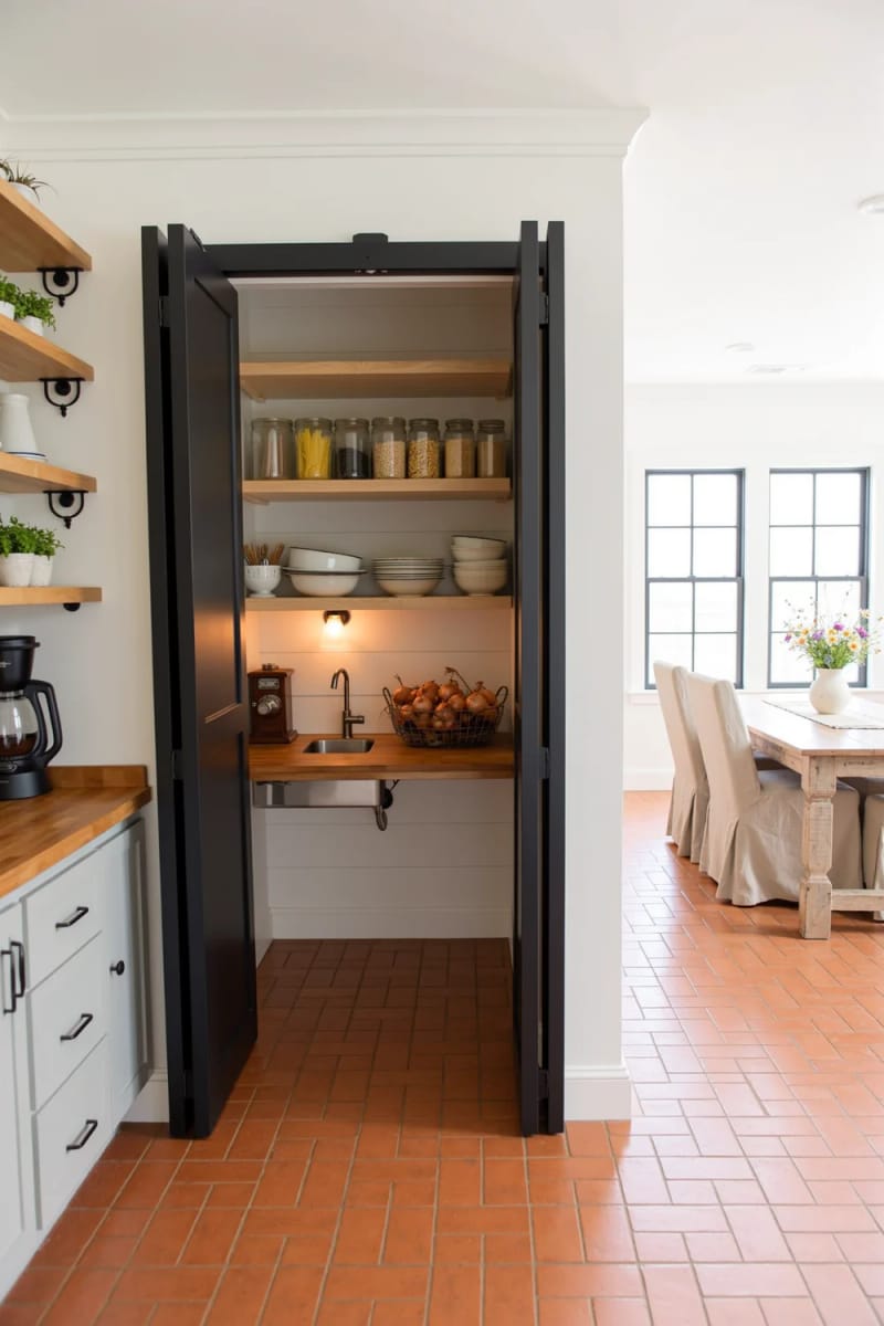 a walk-in pantry, and now a scullery behind it 1
