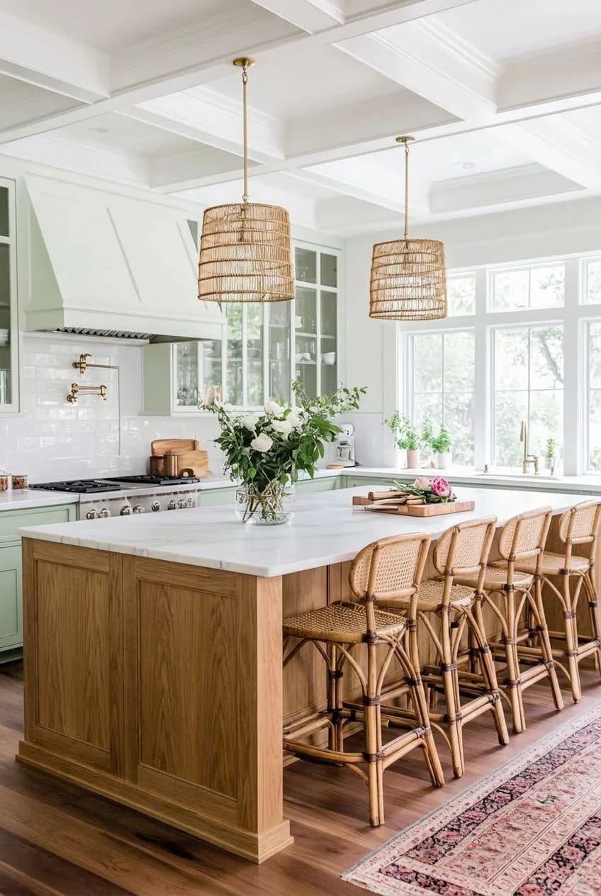 Timeless Kitchen Ideas That Still Look Right in a Decade 15 a white oak island against painted perimeter cabinets 1
