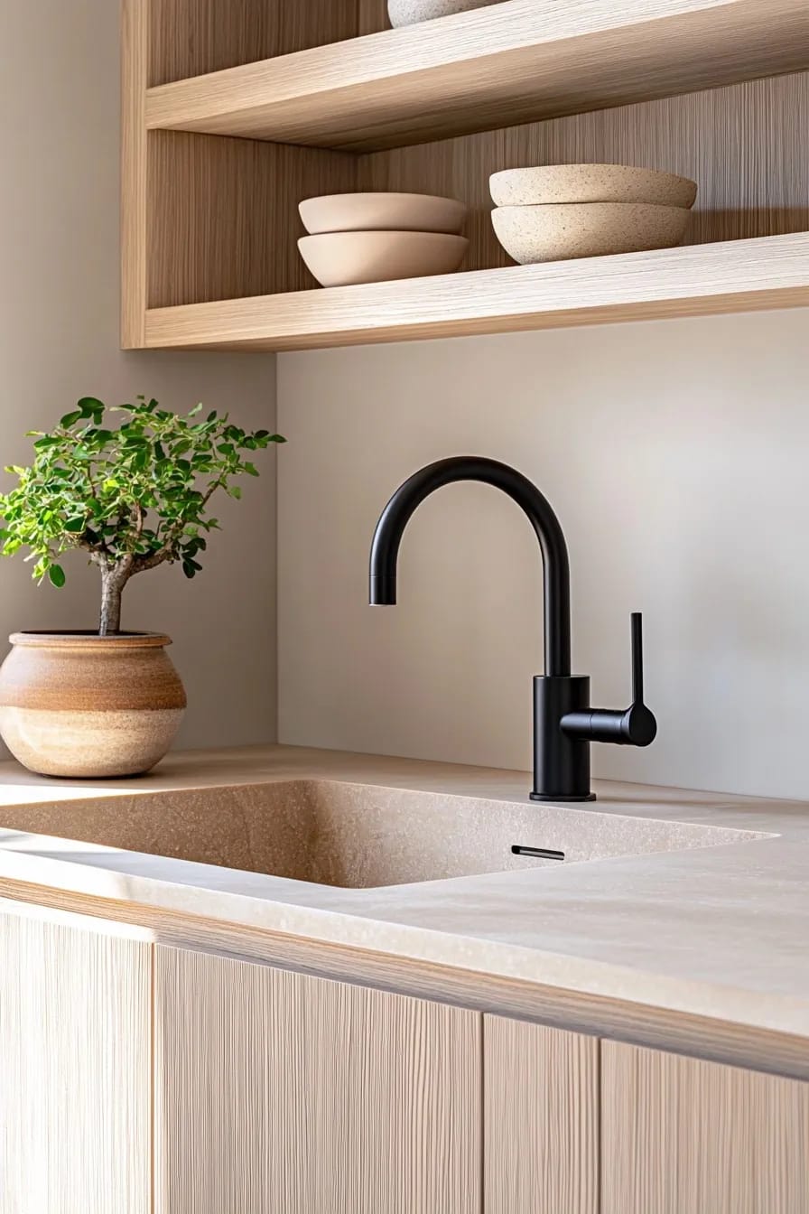 Japandi Kitchen Ideas: 10 Design Decisions That Keep It Warm, Not Clinical 5 add exactly one black accent, then stop 1