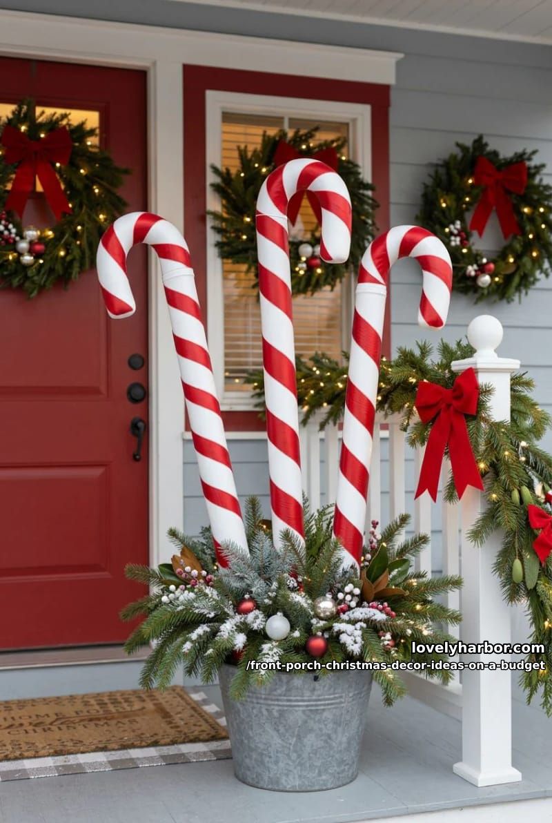 add peppermint accents with pvc candy canes 1