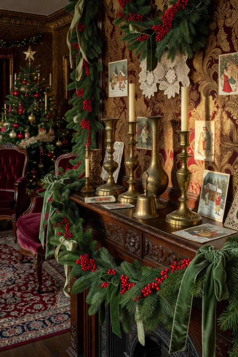 Vintage and Victorian Christmas Decorating: 11 Ideas for a Faded, Heirloom Holiday 11 bring in antique brass and leave the patina alone 1