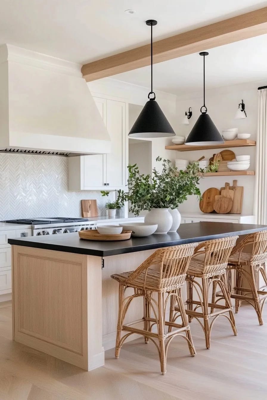 12 Japandi Kitchen Design Ideas That Survive Actual Cooking 7 build the japandi palette on ivory, one wood, one dark note 1