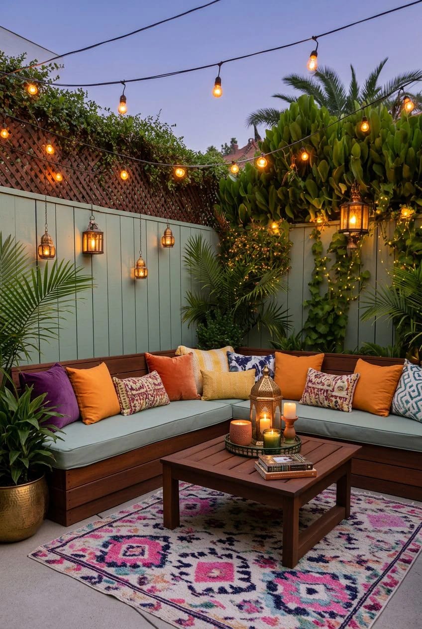 11 Small Backyard Ideas That Work in Under 400 Square Feet 6 build the seating into the fence line 1