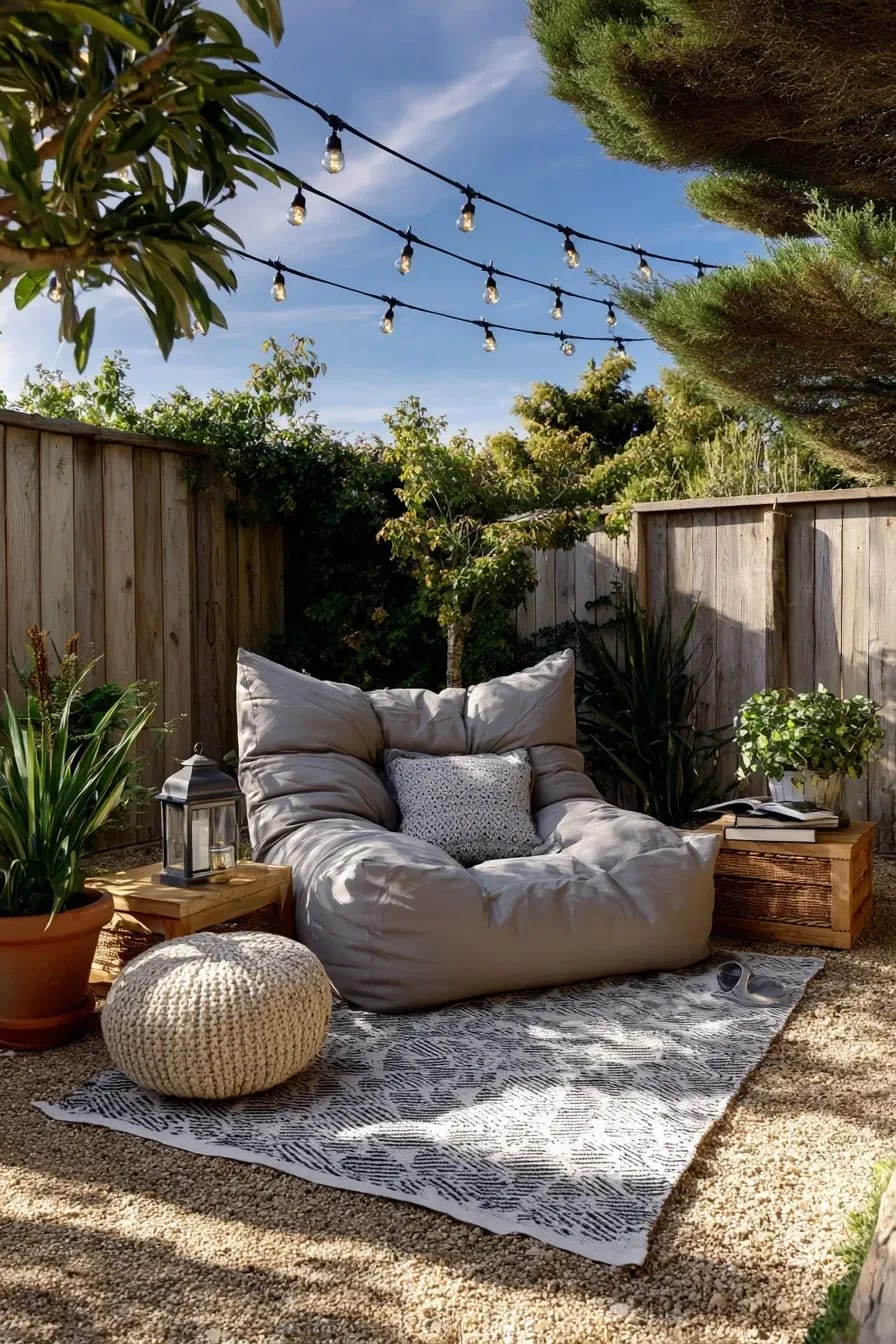 11 Small Backyard Ideas That Work in Under 400 Square Feet 22 buy one oversized piece and one big rug, not a four-piece set 1