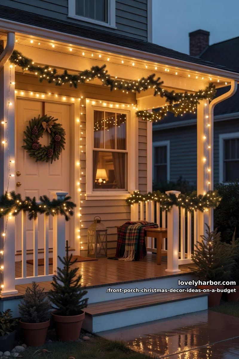 choose warm-white lights over multicolor for a richer porch glow 1