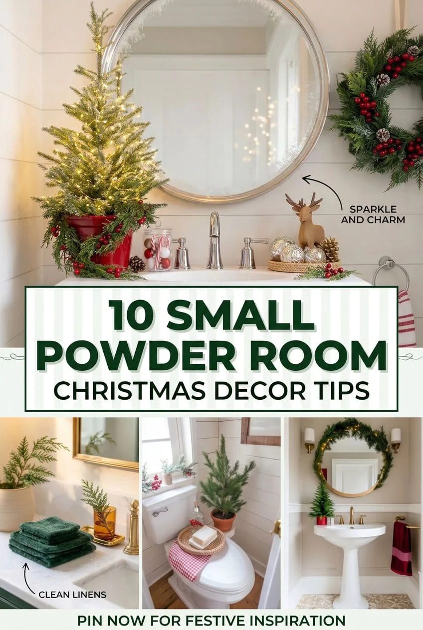 christmas bathroom decor ideas for a small powder room 1