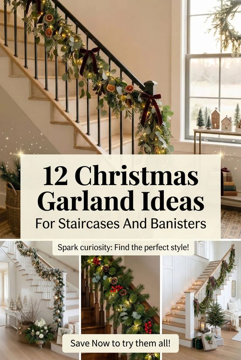 christmas garland ideas for staircases and banisters 1