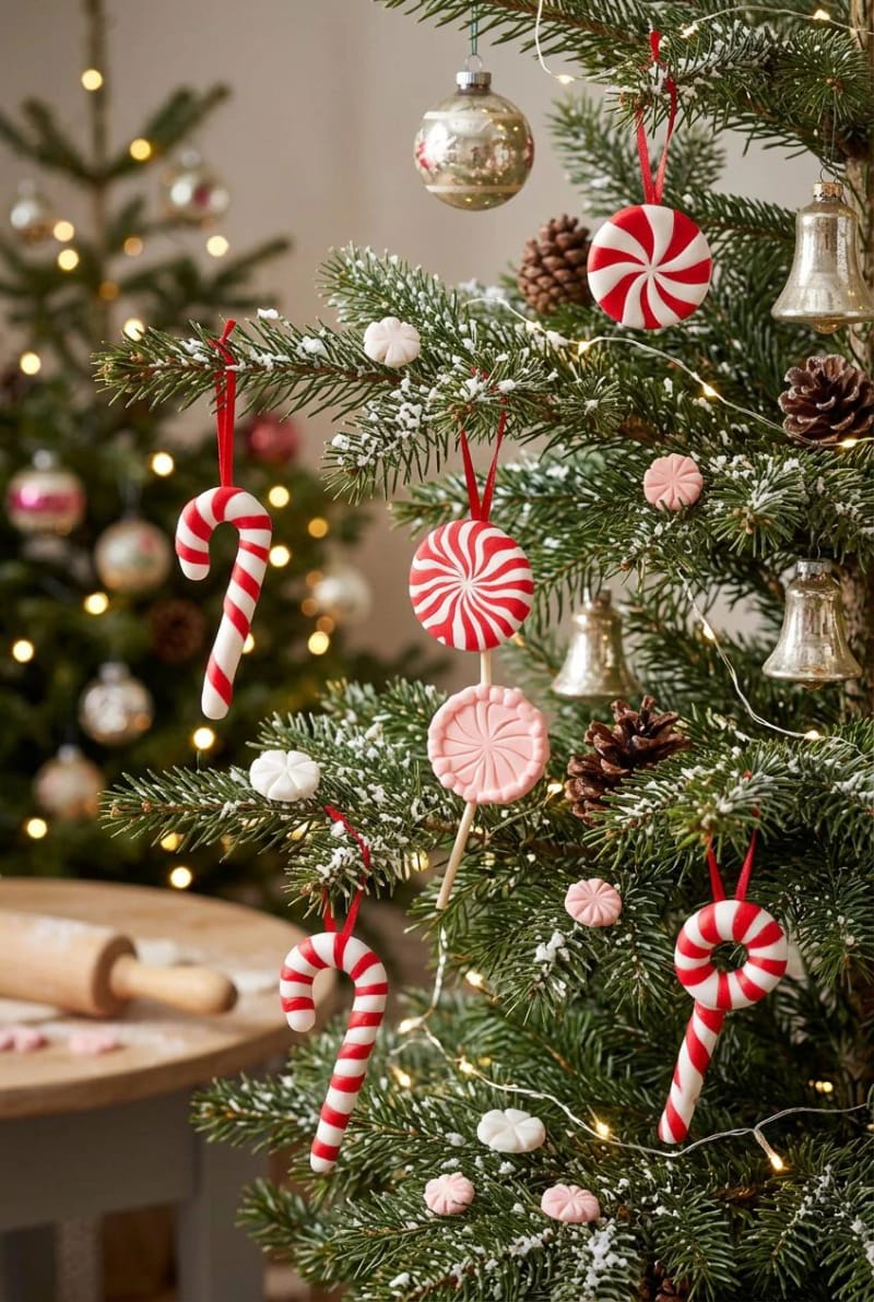 11 Whimsical Candy Cane Christmas Decorations Worth Doing Well 18 clay lollipop and candy cane ornaments 1