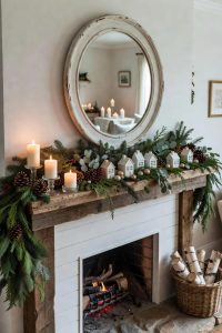 Farmhouse Christmas Mantel Decorating Ideas That Skip the Store-Bought Look 1 cluster candles at three heights and keep them clear of the greenery 6
