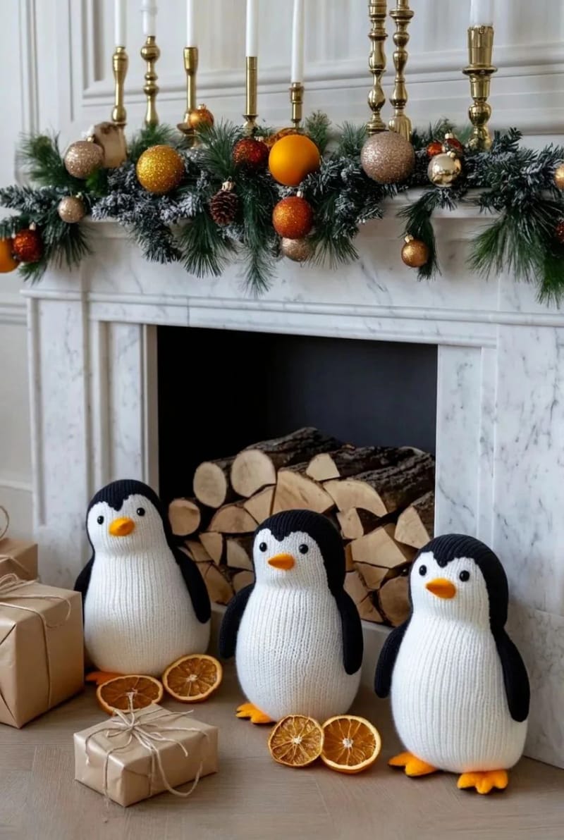 Sliding Penguins on the Banister: Christmas Staircase Ideas That Hold Up 19 crochet or felt your own penguins 1