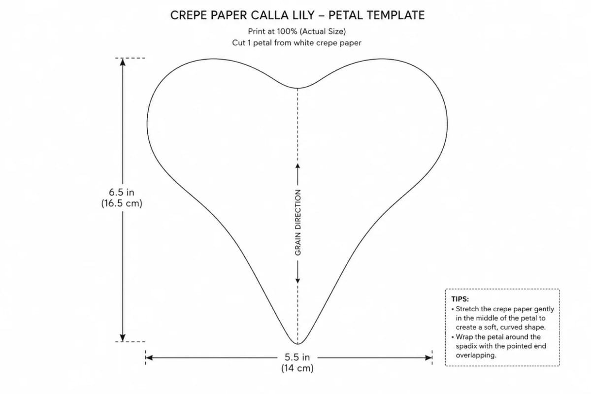 How to Make White Paper Calla Lilies That Hold Their Shape 3 cut one petal for each flower 1
