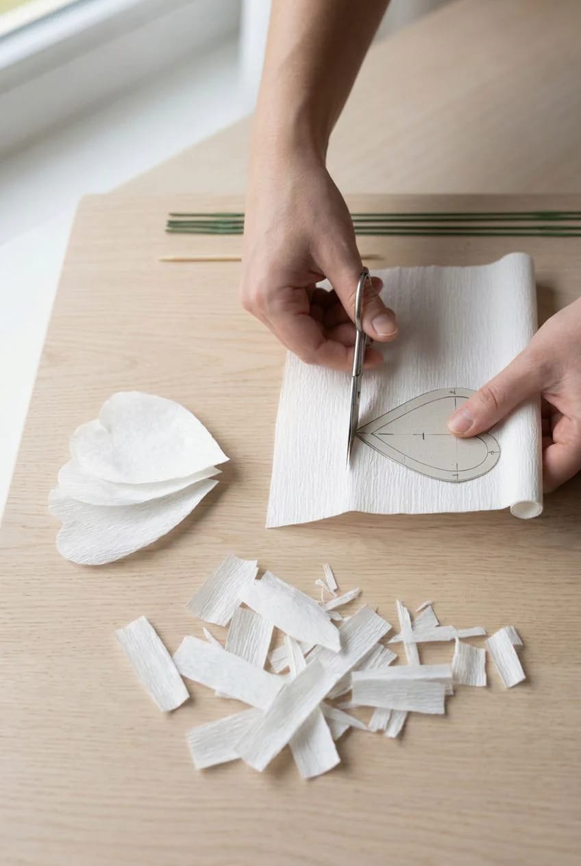 How to Make White Paper Calla Lilies That Hold Their Shape 5 cut one petal for each flower 1