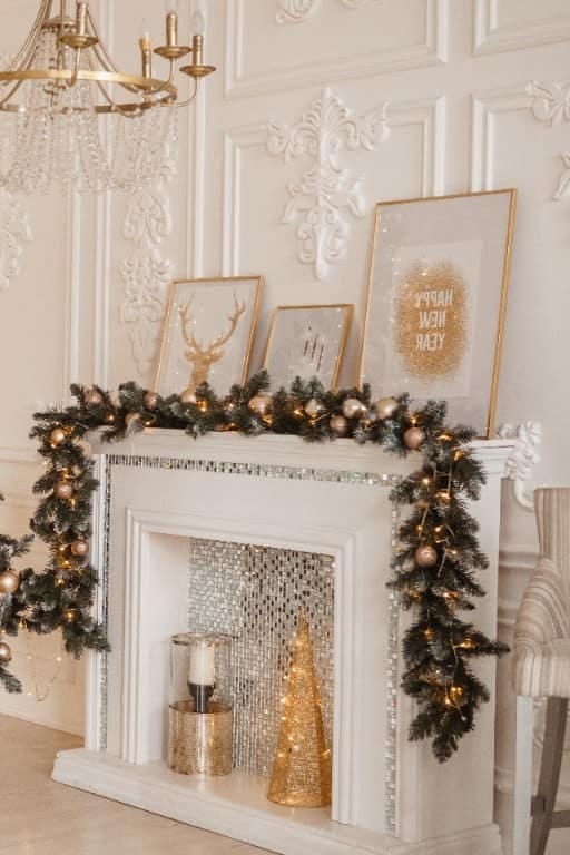 Farmhouse Christmas Mantel Decorating Ideas That Skip the Store-Bought Look 3 drape the garland off to one side, not dead center 1