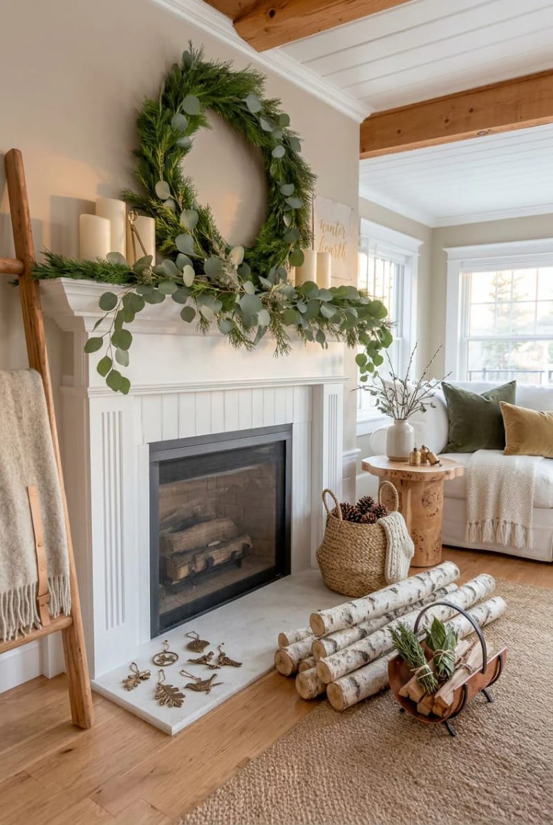 edit down to one restrained garland on a small mantel 11