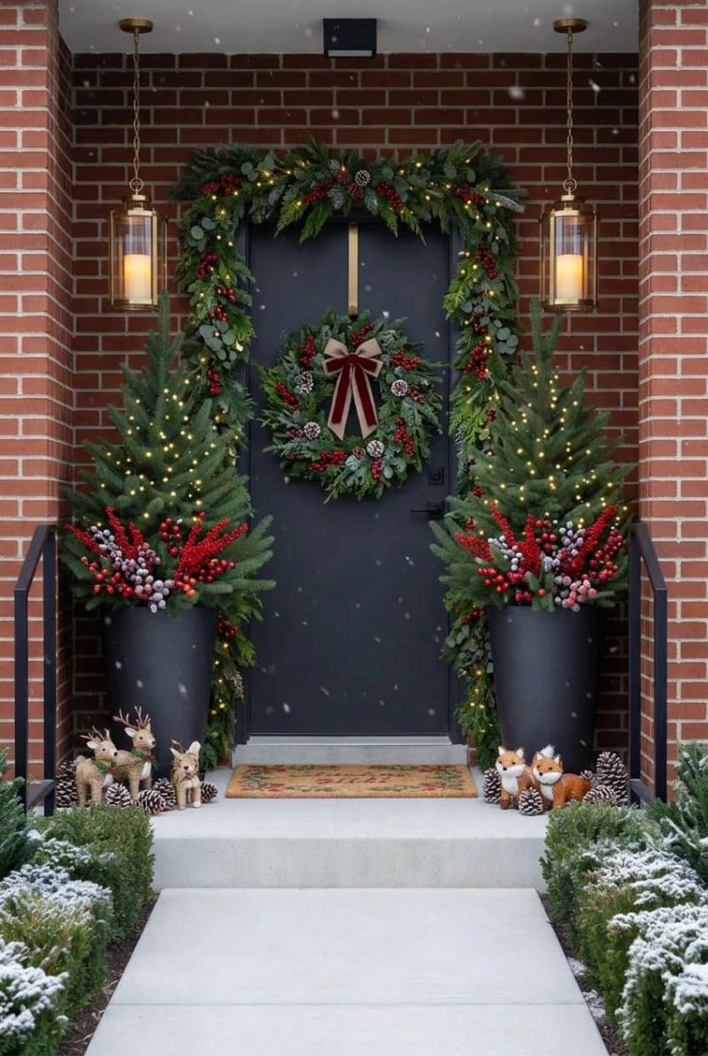 flank the door with two planters that can take a freeze 1