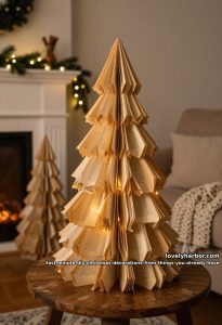 fold book pages into a standing tree 16