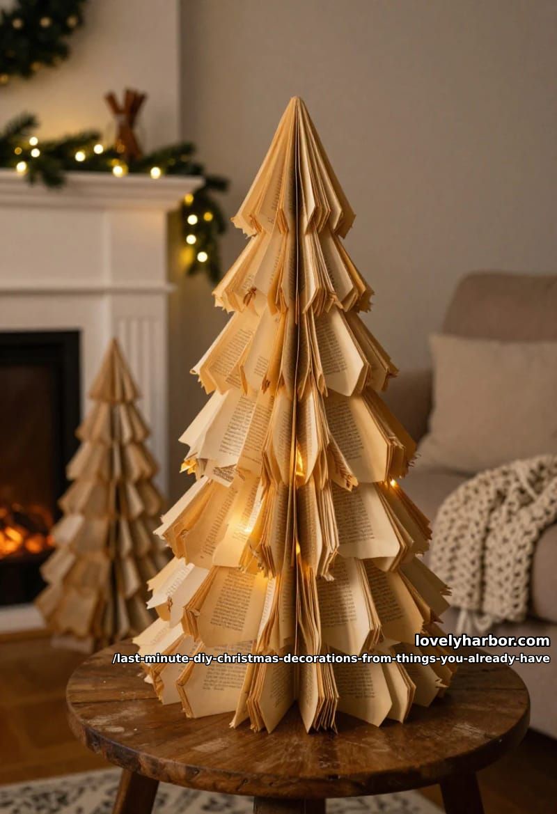 Lovely Harbor 46 fold book pages into a standing tree 16