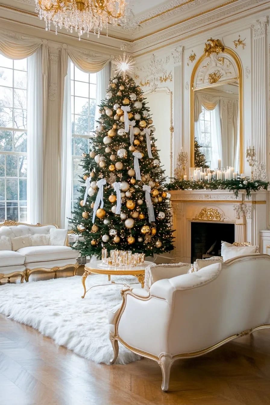 Elegant Christmas Tree Ideas with Gold and Glass Ornaments 2 get the gold and the whites right first 1