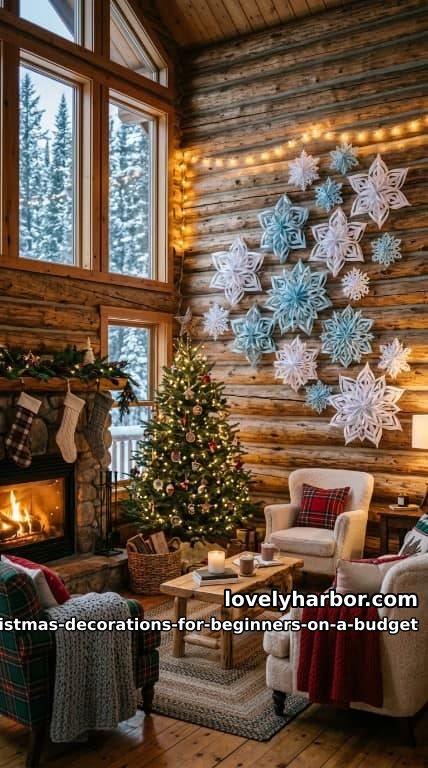12 Easy DIY Christmas Decorations for Beginners on a Budget 10 giant 3d paper snowflakes for a bare wall 1