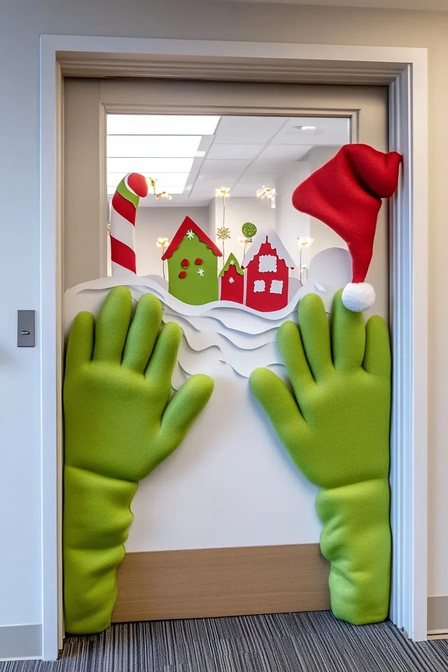 give the door a character scene that reaches past the frame 1