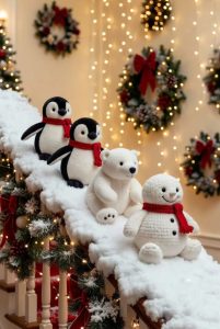 Sliding Penguins on the Banister: Christmas Staircase Ideas That Hold Up 1 give the penguins company: polar bears, a snowman, your elf 17