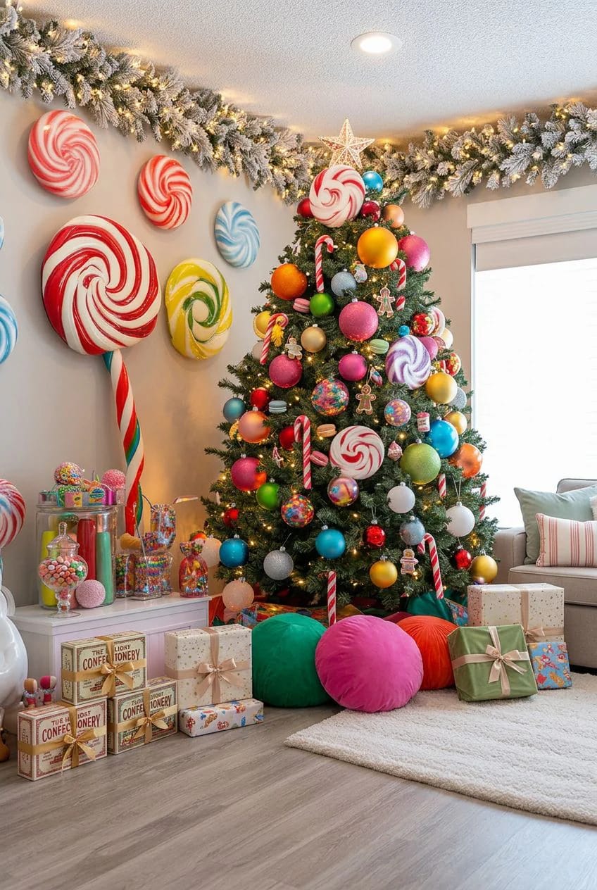 go full candy shop with lollipop and gumball ornaments 1